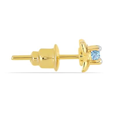Bulk 14K Gold Round Aquamarine Four-Prong Solitaire Stud Earrings - Gold Studs Manufacturers USA
